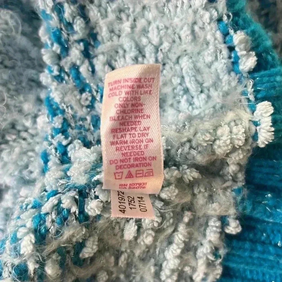 Justice Blue Fuzzy Sweater Hoodie Size 14 - Picture 7 of 7